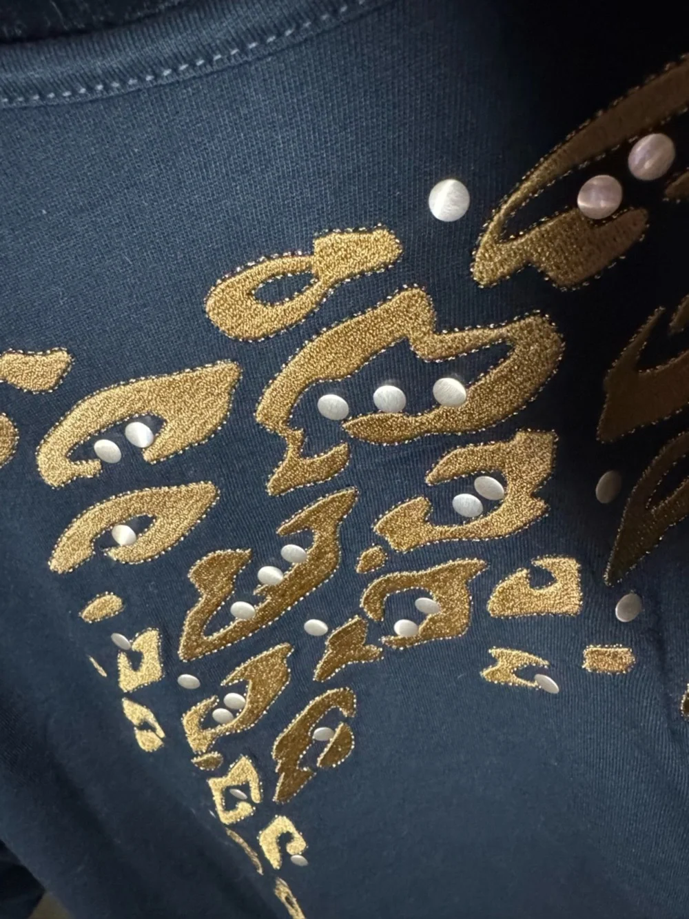 Bob Mackie Black Long Sleeve Top with Gold Embellished Detail